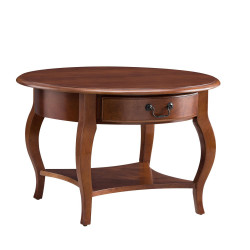 Design House 10034-BR Round 1-Drawer Coffee Table, Brown Berry Finish
