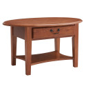 Design House 9044-MED Oval 1-Drawer Coffee Table In Medium Oak