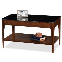 Design House 11103 Obsidian Coffee Table In Chestnut w/ Black Glass Top