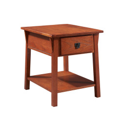 Design House 9066-SC Mission Oak 1-Drawer Side Table In Russet