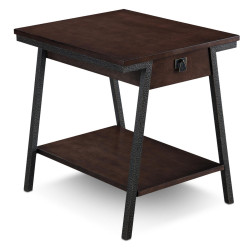 Design House 11407 Empiria 1-Drawer End Table, Walnut/Antique Bronze