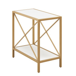 Design House 9217-WTGL Claudette Narrow End Table, White/Gold