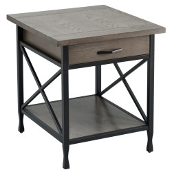 Design House 23007 Chisel & Forge 1-Drawer End Table, Smoke Gray/Matte Black