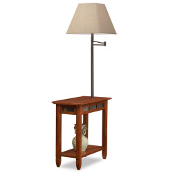 Design House 10025 Slate Accent Lamp Table In Rustic Oak