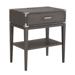 Design House 24022 Beckett Nightstand w/ AC/USB Charger In Anthracite/Pewter