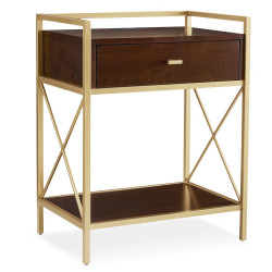 Design House 9069 Claudette 1-Drawer Nightstand w/ AC/USB Charger