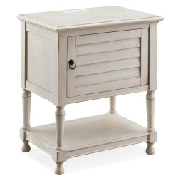 Design House 9071 Louvered 1-Door Nightstand w/ AC/USB Charger