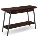Design House 11433 Empiria 2-Drawer Sofa Console Table, Walnut/Antique Bronze