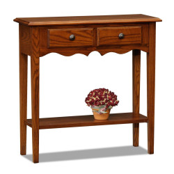 Design House 9027-MED Wave 2-Drawer Console Table In Medium Oak