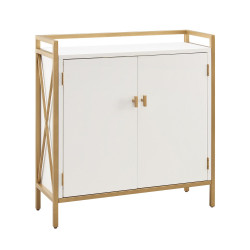 Design House 9200-WTGL Claudette Foyer Cabinet In White & Gold