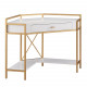 Design House 9230-WTGL Claudette Corner Desk w/ Drawer In White & Gold