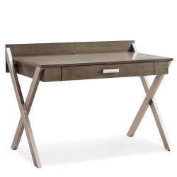 Design House 84404 X Leg Desk With Drawer In Smoke Gray/Brushed Nickel