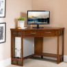 Design House 89430 Slate Accent Corner Desk w/ Drawer In Rustic Oak