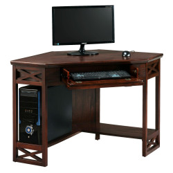 Design House 81430 Corner Desk w/ Drawer In Chocolate Cherry