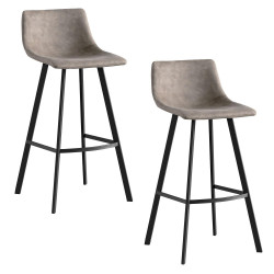 Design House 10137BL/GR Faux Leather Bar Stool In Black & Gray, Set Of 2
