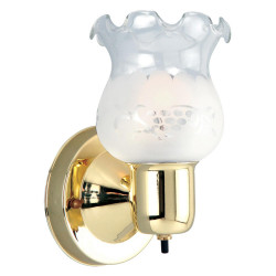 Design House 500975 1-Light Wall Light w/ Switch In Polished Brass w/ Frosted Etched Glass