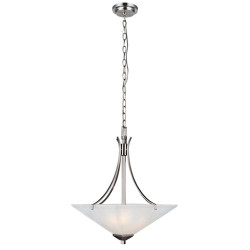 Design House 587881 Torino Pendant Light In Satin Nickel w/ Snow Glass