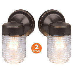 Design House 587311 Jelly Jar Outdoor Sconce In Oil Rubbed Bronze, 2-Pack