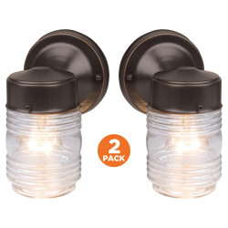 Design House 587311 Jelly Jar Outdoor Sconce In Oil Rubbed Bronze, 2-Pack