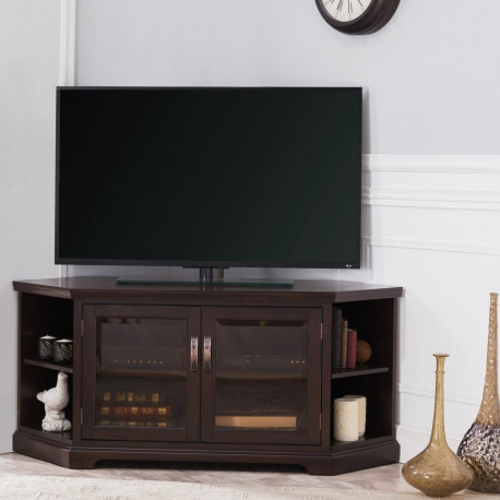 Design House 81387 Corner TV Stand w/ Book Cases In Chocolate Cherry
