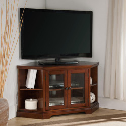 Design House 87287 46" Westwood Corner TV Stand w/ Bookcases In Brown Cherry