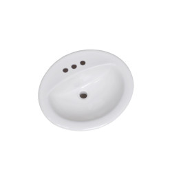 Design House 573428 White Vitreous Oval Bathroom Sink, 4" Centerset