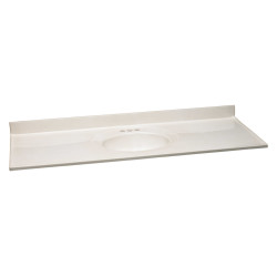 Design House 597419 Cultured Marble 61" Vanity Top In White On White, 4" Centerset