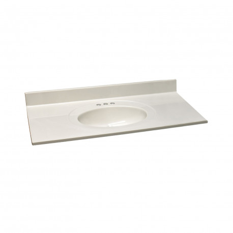 Design House 586164 Cultured Marble 43" Vanity Top In White On White, 4" Centerset