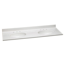 Design House 597443 Cultured Marble 61" Double Bowl Vanity Top In Solid White, 8" Widespread