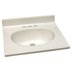 Design House 586263 Cultured Marble 19" Vanity Top In White On White, 4" Centerset