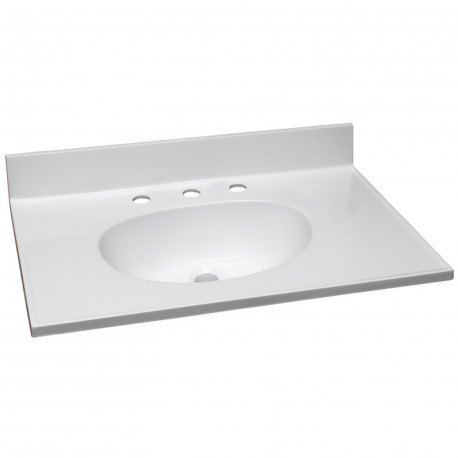 Design House 586/597 Cultured Marble 8" Widespread Vanity Top, Solid White