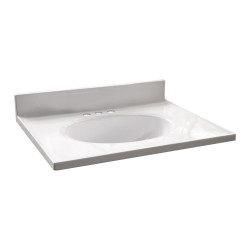 Design House 586180/222 Cultured Marble 25" Vanity Top In Solid White, 4" Centerset