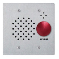 Aiphone IE-SSR Vandal and Weather Resistant 2-Gang Door Station with Red Mushroom Button, Flush Mount Stainless Steel