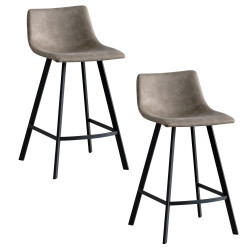 Design House 10136BL/GR Faux Leather Counter Stool In Black/Dapple Gray, Set Of 2