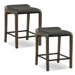 Design House 10116GS/BL Faux Leather Counter Stool In Graystone/Black, Set Of 2