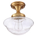 Design House 588491 Schoolhouse Ceiling Light In Satin Gold w/ Clear Seedy Glass