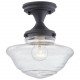 Design House 587444 Schoolhouse Ceiling Light In Matte Black w/ Clear Seedy Glass