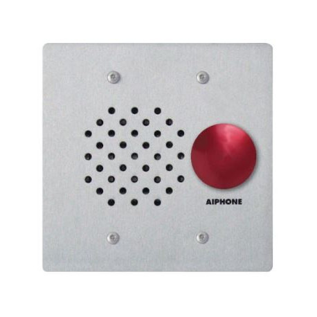 Aiphone LE-SSR 2-Gang Door Station with Red Mushroom Button, Vandal and Weather Resistant Stainless Steel