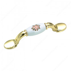 Richelieu BP380213061 Traditional Metal and Ceramic Pull with Floral Pattern