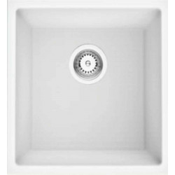 American Imaginations 2ZQO2 15" White Granite Composite Kitchen Sink w/ 1 Bowl, Modern Style