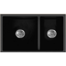 American Imaginations 2ZQN2 33" Black Granite Composite Kitchen Sink w/ 2 Bowl, Modern Style
