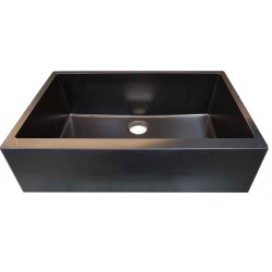 American Imaginations 2ZQN0 33" Black Granite Composite Kitchen Sink w/ 1 Bowl, Semi-Recessed