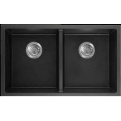 American Imaginations 2ZQN9 32" Black Granite Composite Kitchen Sink w/ 2 Bowl, Modern Style