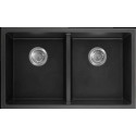 American Imaginations 2ZQN9 32" Black Granite Composite Kitchen Sink w/ 2 Bowl, Modern Style