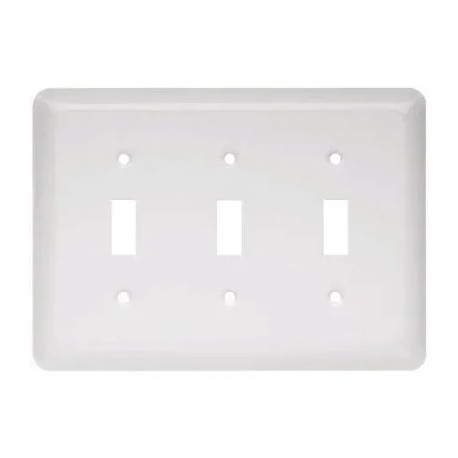 Brainerd Mfg Co/Liberty Hdw W10247-W-U Toggle Wall Plate, 3-Gang, Stamped, Round, White Steel