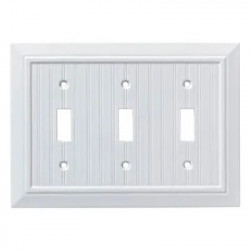 Brainerd Mfg Co/Liberty Hdw W35273L-PW-U Classic Beadboard Single Triple Switch Wall Plate, White
