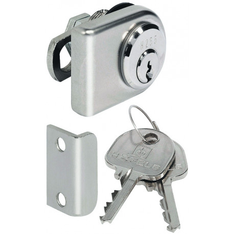 Hafele 233.33.619 Glass Door Cam Lock w/ Pin Tumbler Cylinder, Standard Profile, Backset 26 mm