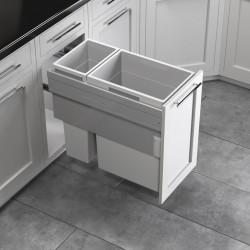 Hafele 502.77.521 Hailo US Cargo FF 15, Waste Bin Pull-Out, Light Gray, Face Frame Cabinets