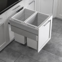 Hafele 502.77.523 Hailo US Cargo FF 21, Waste Bin Pull-Out, Light Gray, Face Frame Cabinets