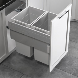 Hafele 502.77.532 Hailo US Cargo 18, Waste Bin Pull-Out, Light Gray, Full Access Cabinets
